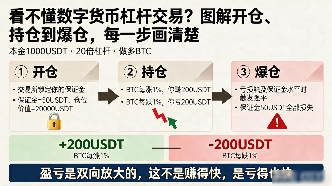 看不懂数字货币杠杆交易？图解开仓、持仓到爆仓，每一步画清楚