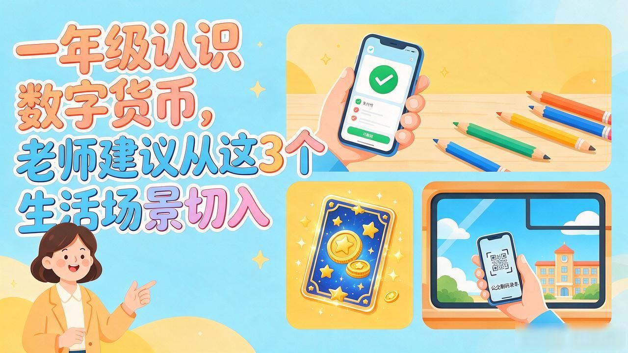一年级认识数字货币,老师建议从这3个生活场景切入