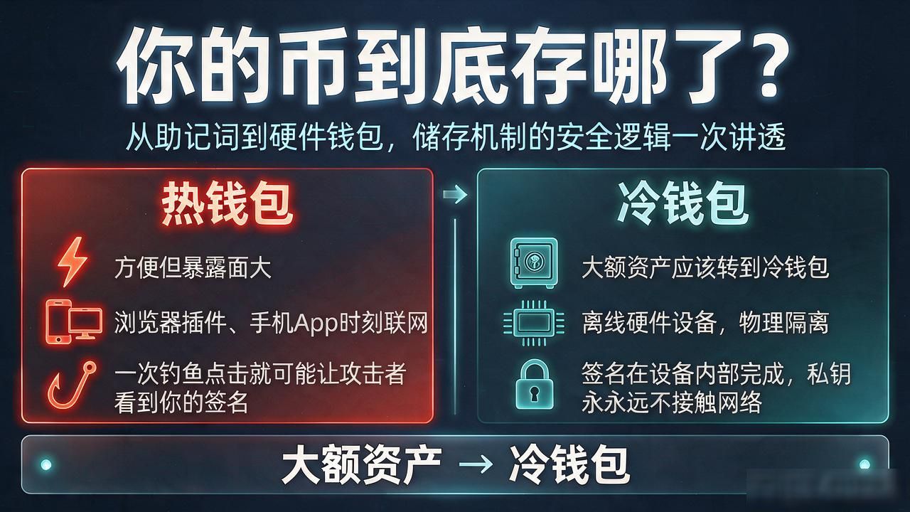 你的币到底存哪了？从助记词到硬件钱包，储存机制的安全逻辑一次讲透