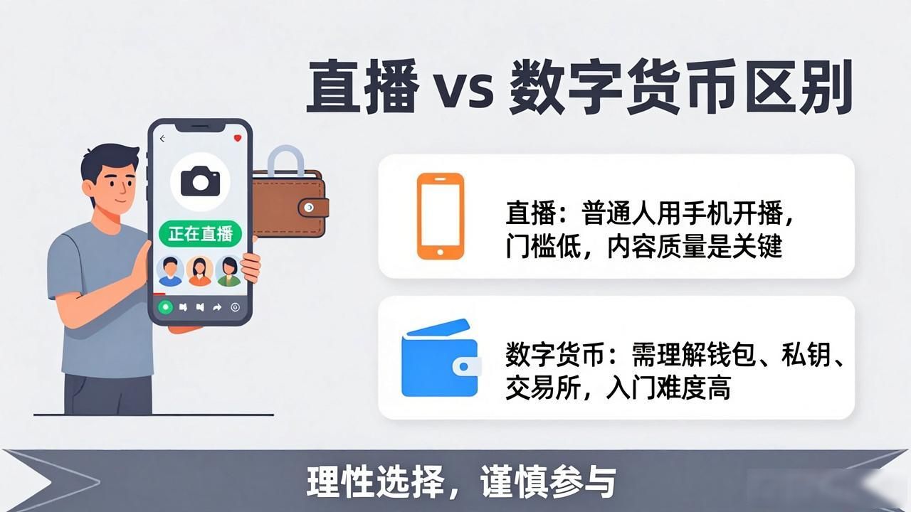 直播 vs 数字货币：普通人搞懂两者区别再动手