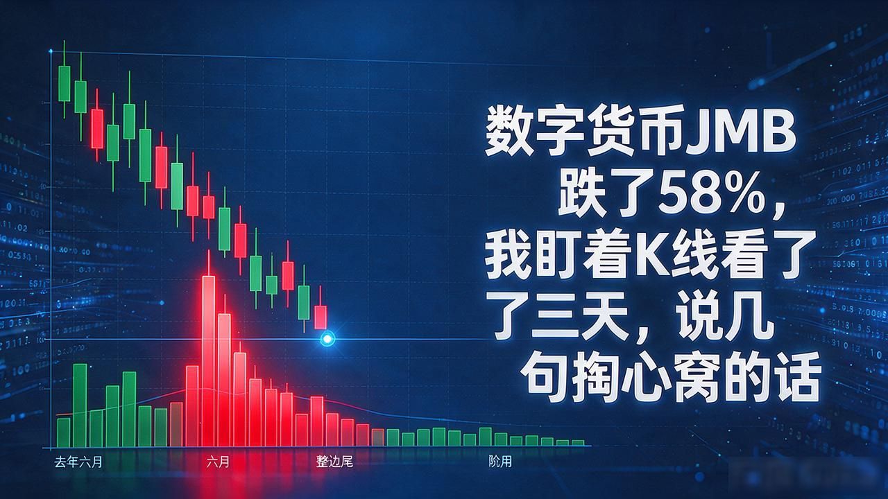 数字货币jmb跌了58%，我盯着K线看了三天，说几句掏心窝的话