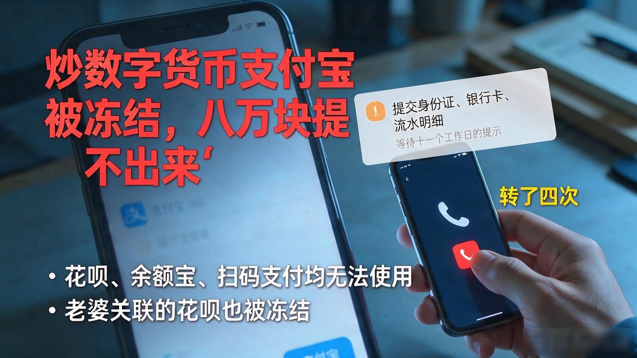 炒数字货币支付宝被冻结,八万块提不出来